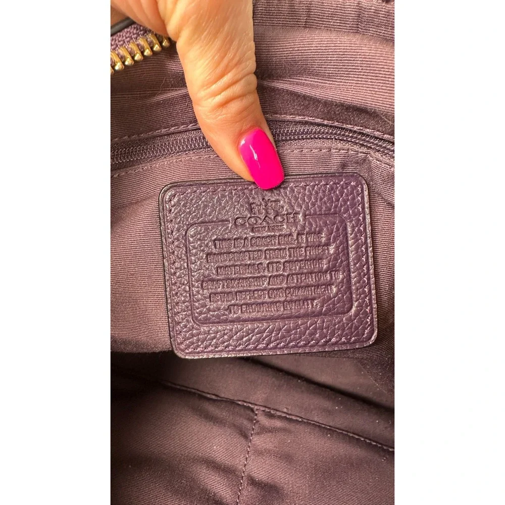 Coach F38259 Harley Large Purple Pebbled Leather Hobo Crossbody Bag Adjustable